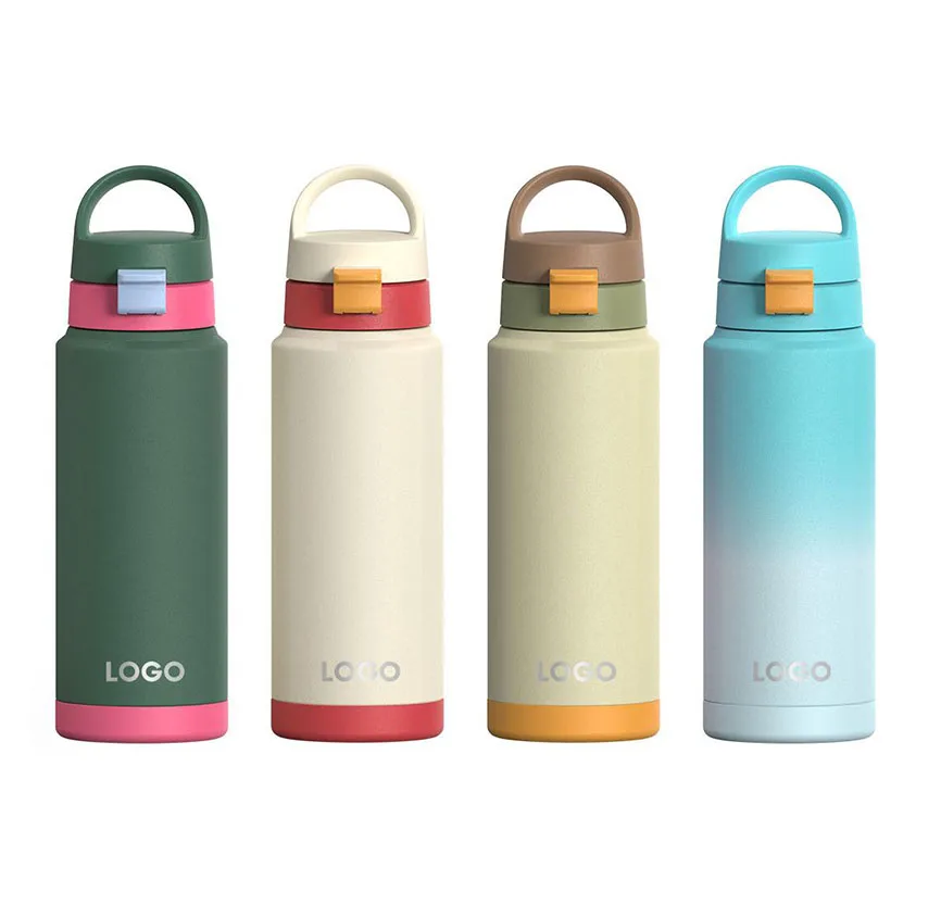 creative design bpa free water bottle  sport stainless steel flasks vacuum thermos with lid straw