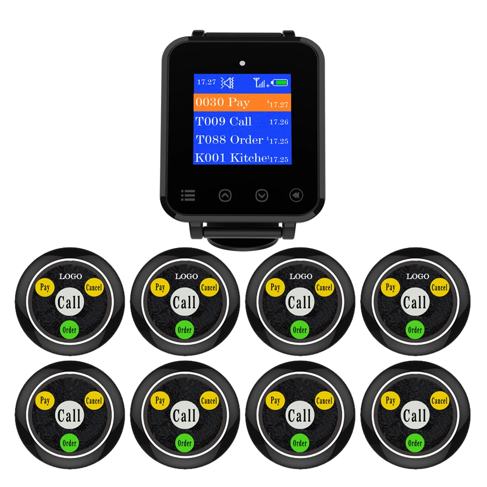 Система вызова официанта Artom, Беспроводные водонепроницаемые наручные часы-пейджер с кнопками для звонков в ресторане, кафе, сервисе