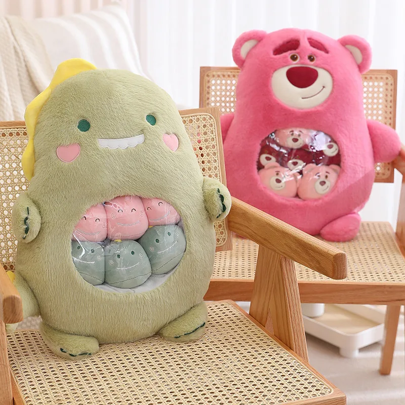 Cute Animal With Little Baby Small Toys Snacks Throw Pillow Rabbit Dinosaur Bear Stuffed Cushion Koala Plushies