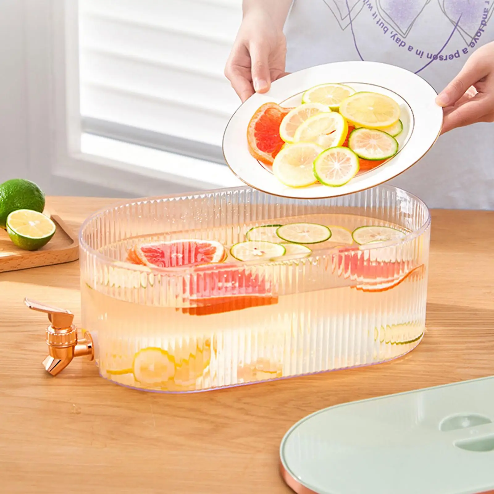 Faucet Cold Kettle With Lid 5.3l Fruit Tea Beverage Dispenser with Spigot_1.4 Gallon Drink Dispenser