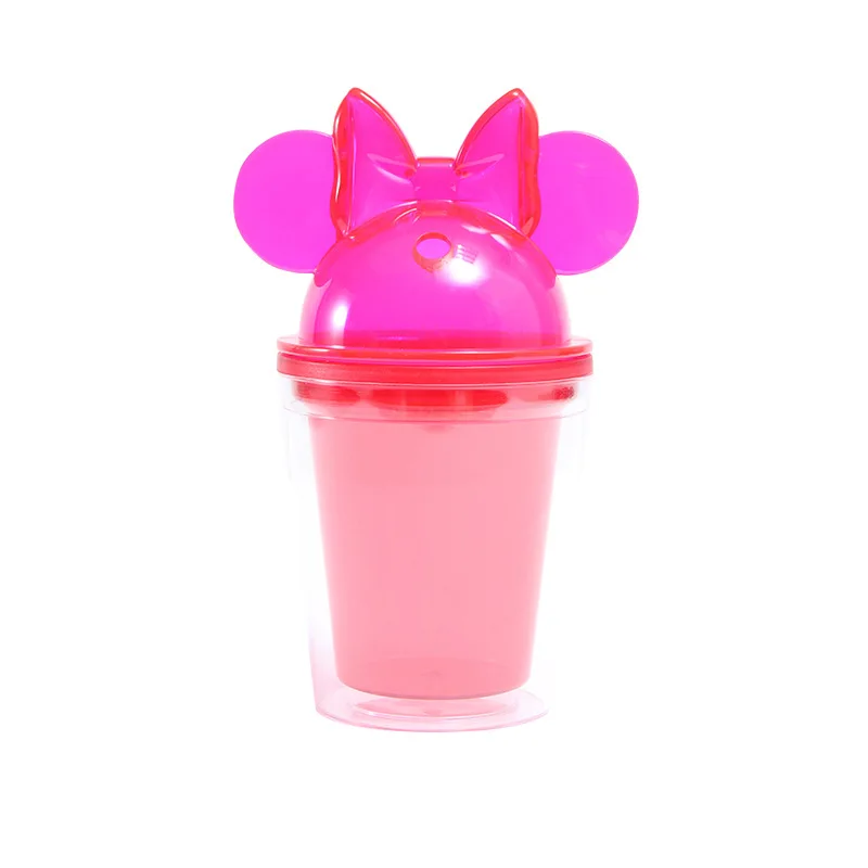 GXP Wholesale Custom Clear Plastic Kids Cups 12oz 16oz Double Walled Acrylic Cartoon Mouse Ears Tumblers With Lids And Straw