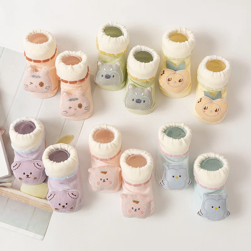 Lovely Animal Cartoon Doll Baby Socks Cotton Knitted Anti-Slip Indoor Floor Baby Shoe Socks With Rubber Sole