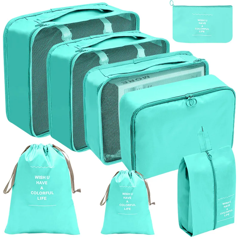 Customized 9 Set Compression Packing Cubes Luggage Packing Organizers Bags for Travel Accessories