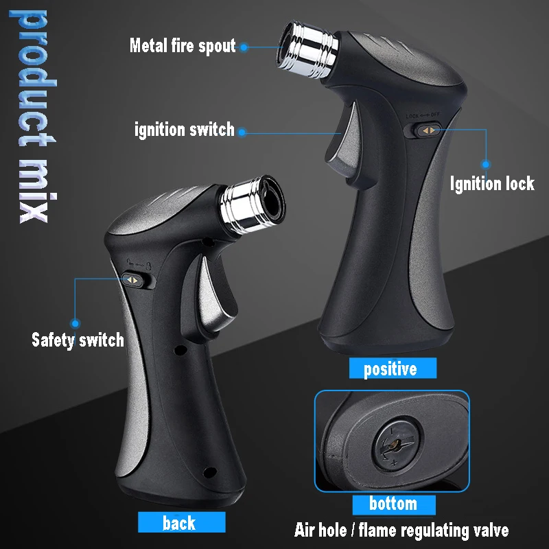 Strong And Lasting Fire Directly Into The Blue Flame Small Spray Gun Mini Small Welding Gun Lighter