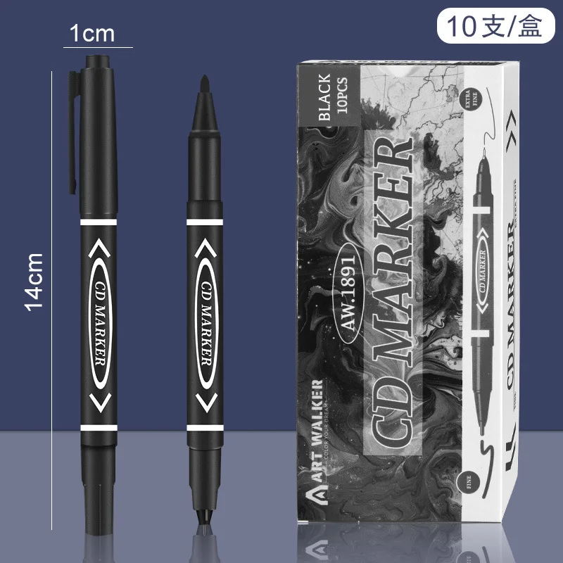 Writing Black Pen Small Dual Tip Marker Pens Quickly Dry Art Marker Pen Ultra Fine Blue Red Black Permanent Marker