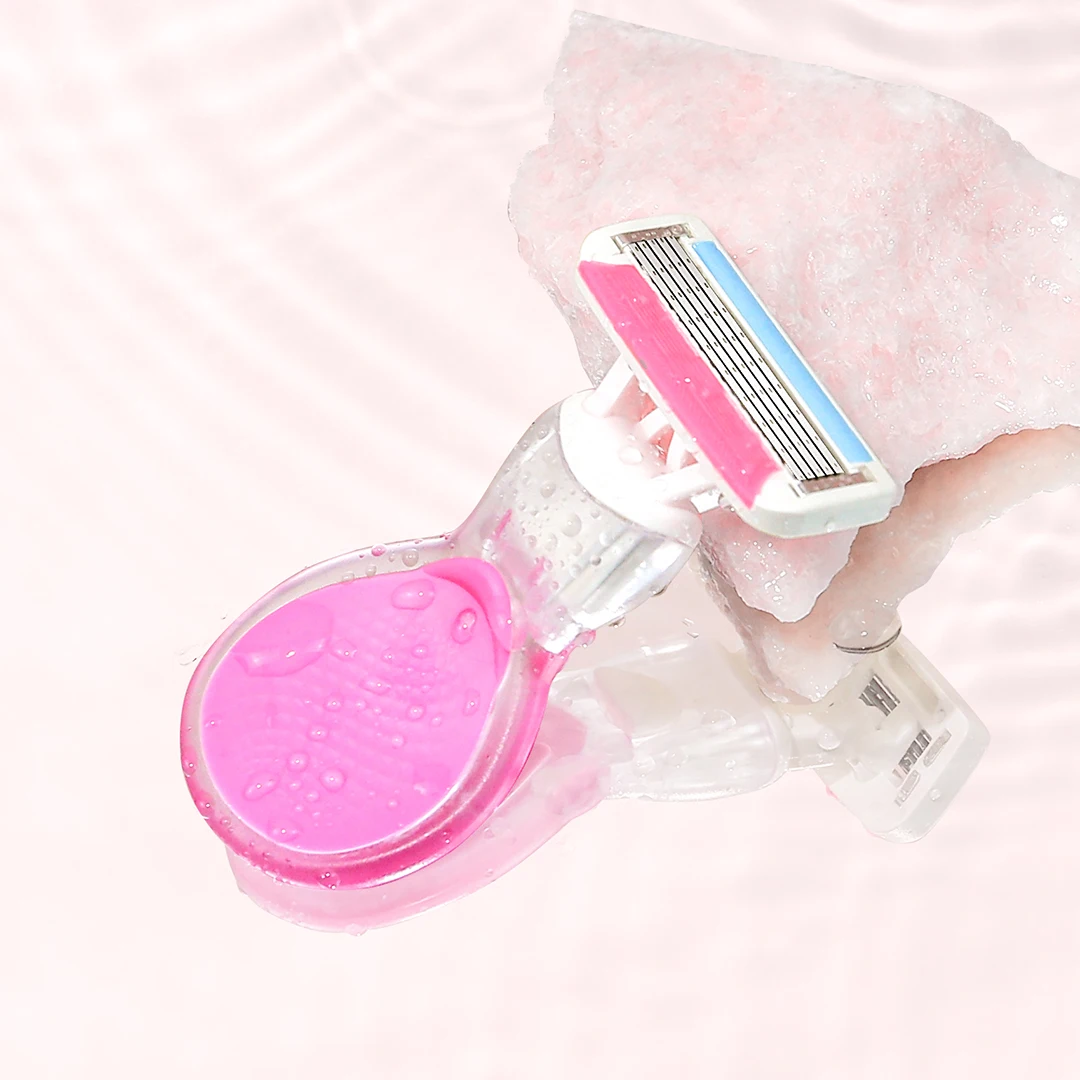 Triple Blades And Five Blades Shaving Razor Women Washable Blade Portable Pink Pivoting Head Body Razor