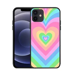 Pink Love Swirls Sweet Heart Circle Ribbon Tie-dyed Soft TPU Edge Heart Phone Case For Iphone 11 12 Pro max
