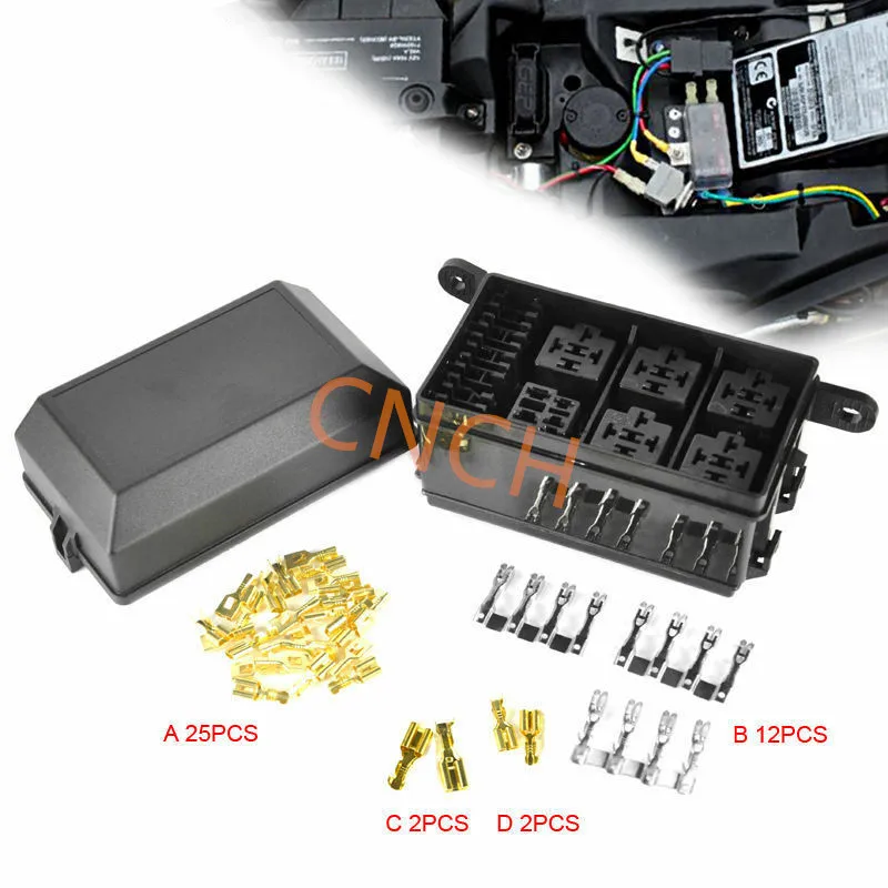 6 WAY FUSE HOLDER BOX CAR VEHICLE CIRCUIT BLADE FUSE BOX BLOCK 6 Relay Socket US