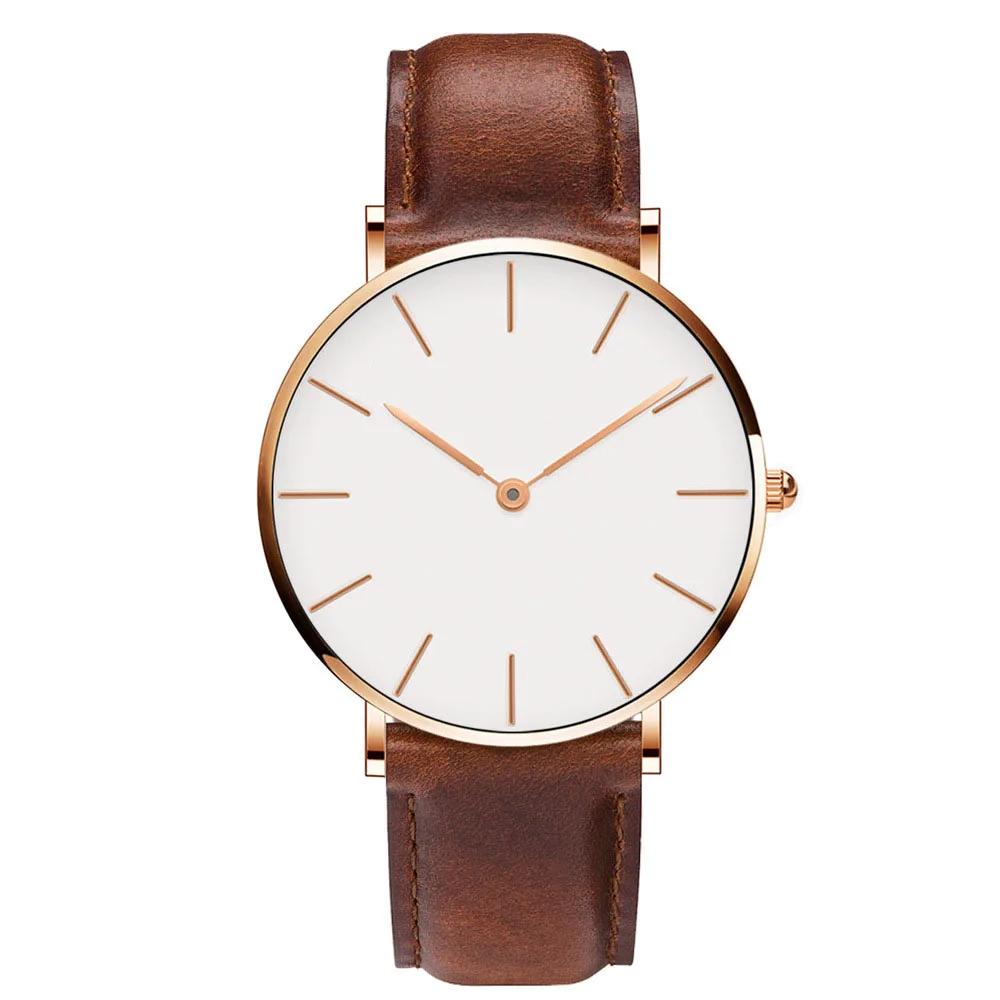  2021 New business leisure mens watches waterproof leather strap quartz watch oem wholesale custom your