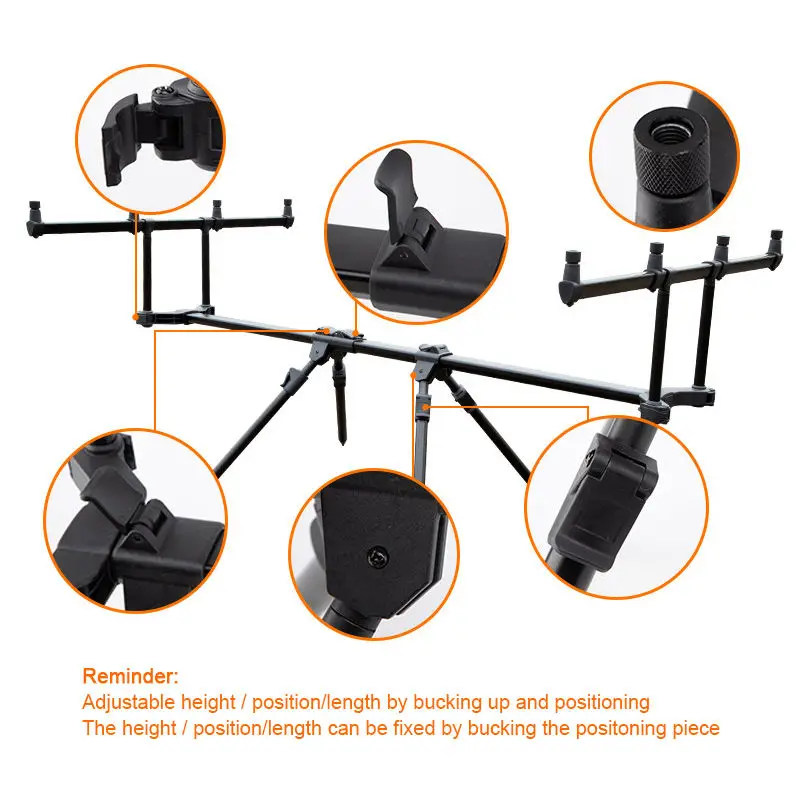 Aluminum Alloy Adjustable Durable Retractable Carp Fishing Rod Pod Stand Set