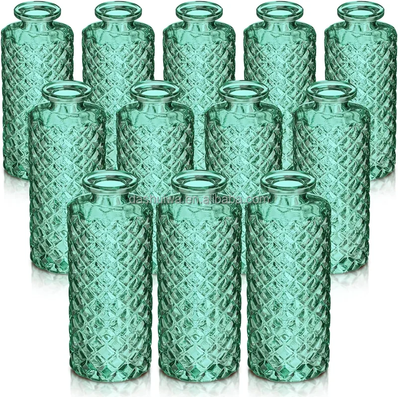 High-End Retro Glass Vase  Dark green Wedding Vase Decoration Home Hydroponic Terrarium High Aesthetic Value Wholesale