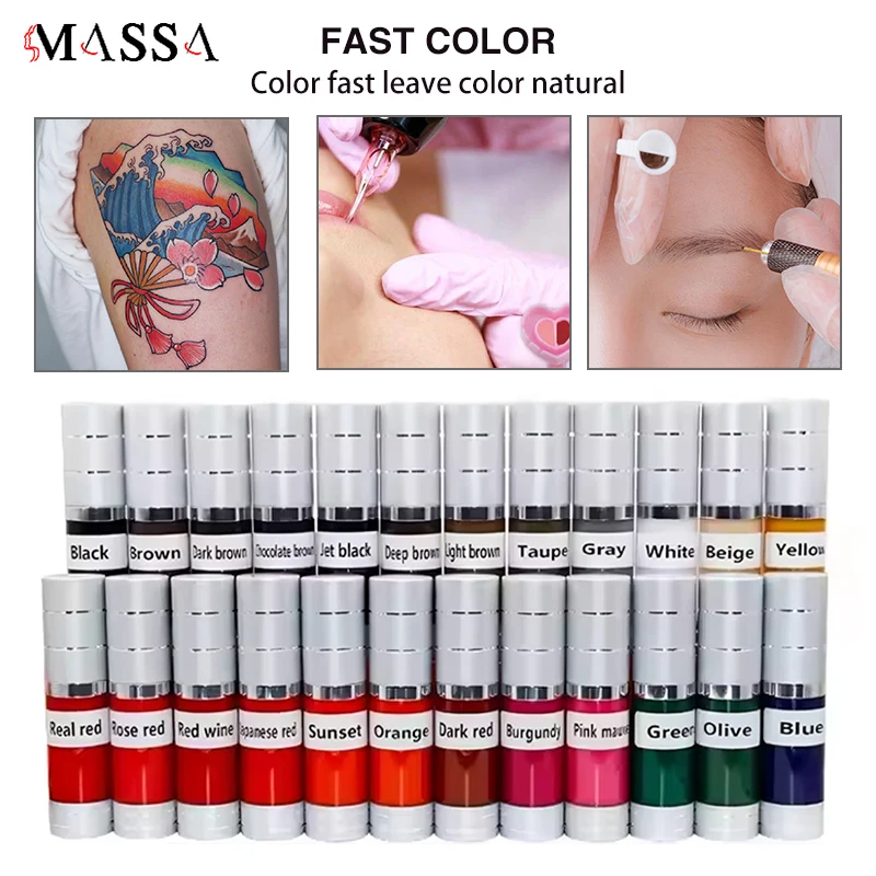 MASSA Semi-Permanent Makeup Pigment Waterproof Lip and Eyebrow Tattoo Ink High quality Permanent Makeup Tattoo Ink Pigment