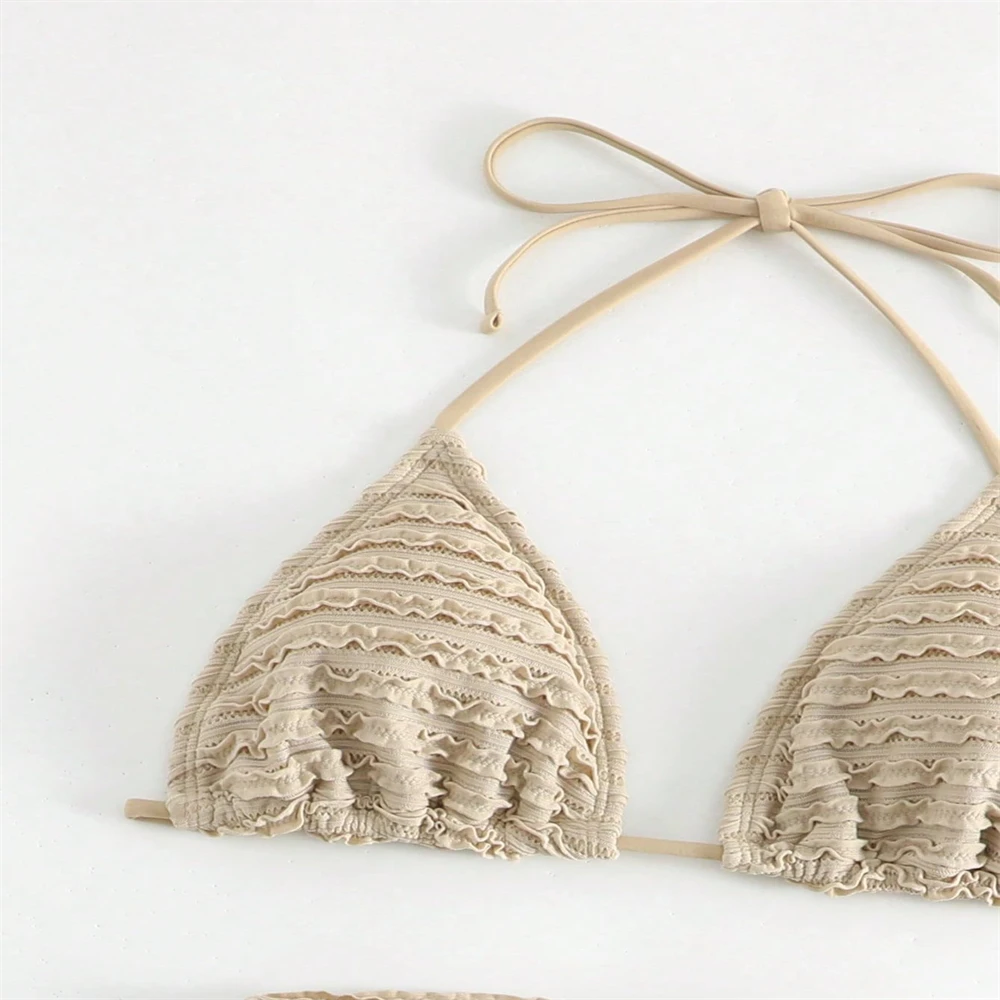 OEM Customized Bikini Set Women Three Beachwear Cover Up Swimwear Female 3 Piece Swimsuit