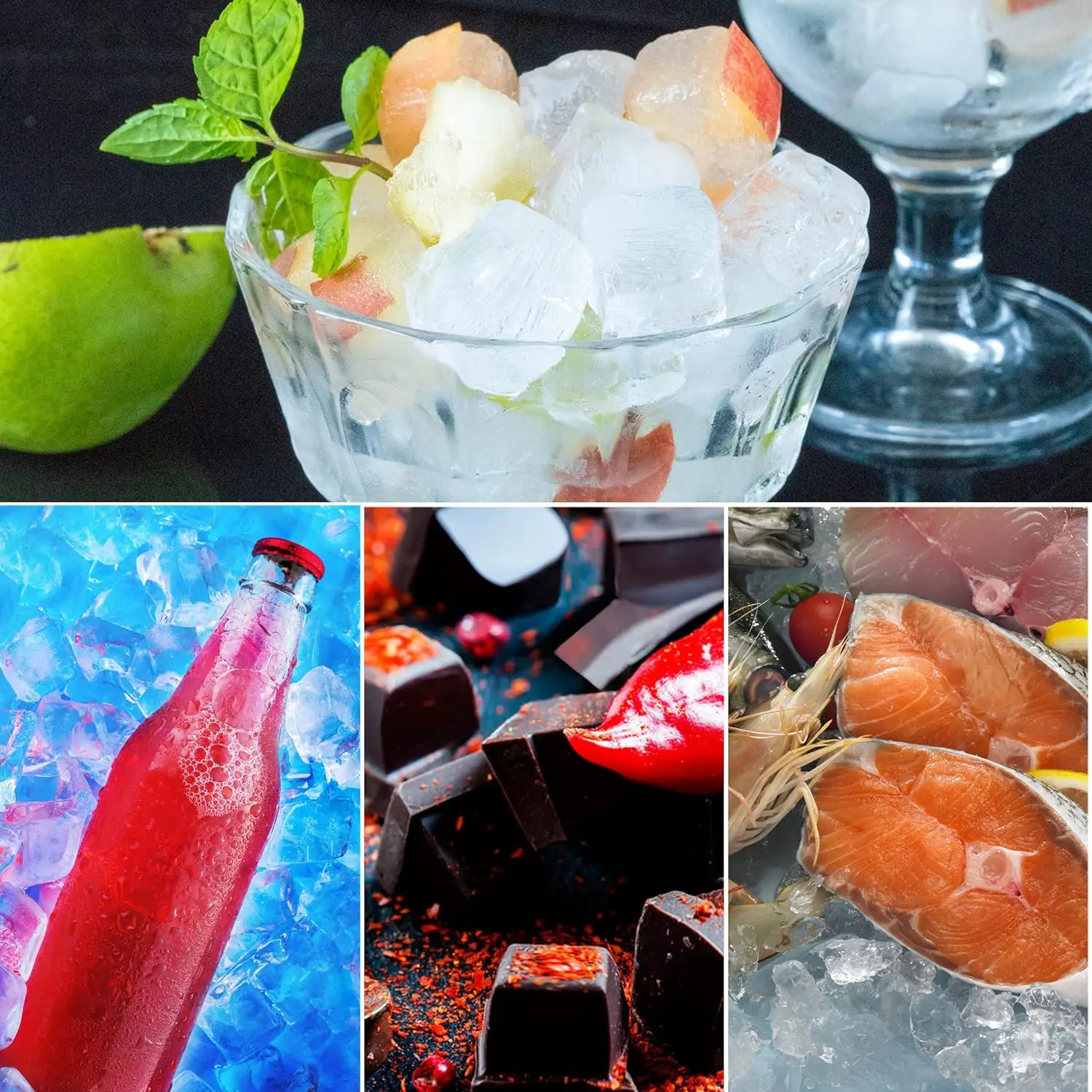 Silicone Ice Cube Trays  Easy-Release and Flexible 16 Cavities Square Ice Cube Mold  Ice Trays for Freezer Containers