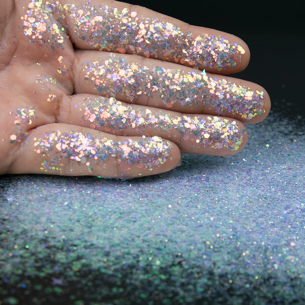 Sehistar Pigment Supplier Wholesale Cosmetic Grade Biodegradable Iridescent Mixed Glitter Flakes Makeup Special Effect glitter