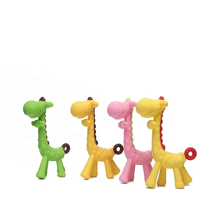 Custom Soft Animal Sika Deer baby teether Silicone funny Baby Teether