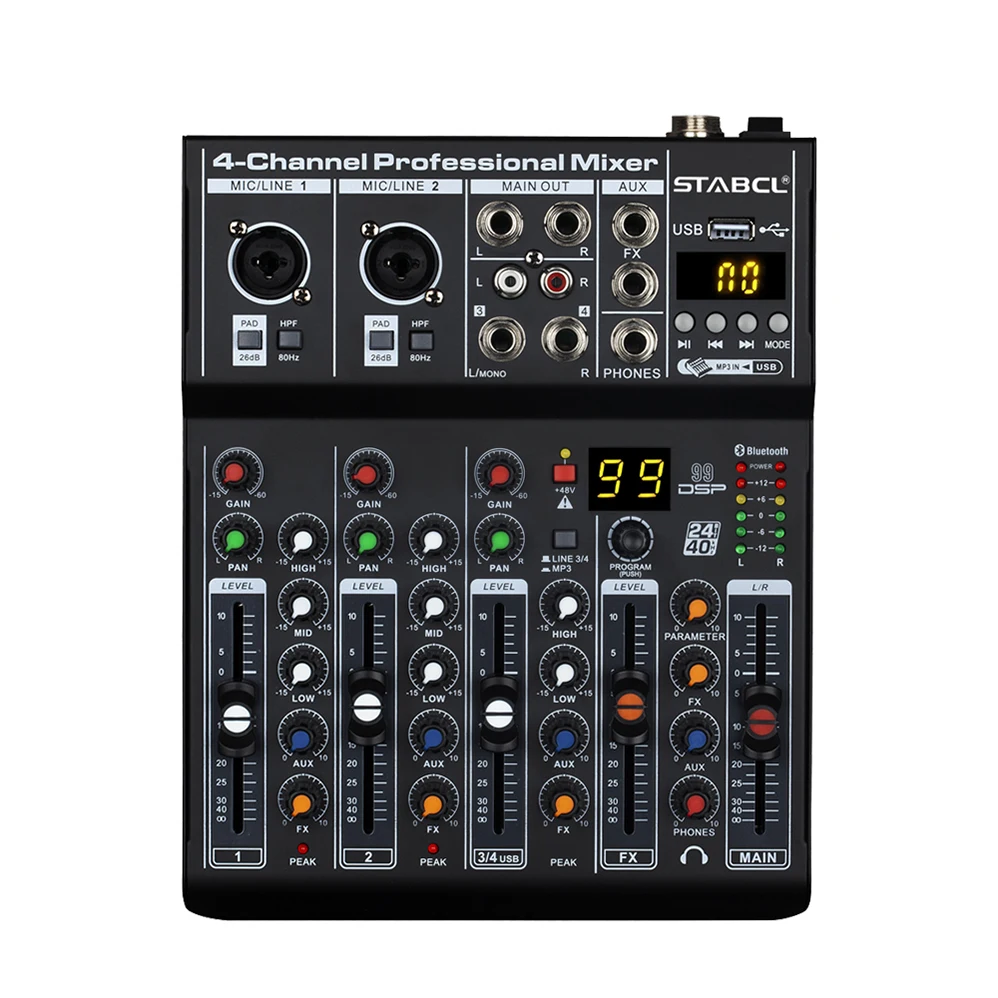 ST-4M Professional 4 Channel Sound Audio Console Mixer DSP Effector Stage Controller Audio Mixer