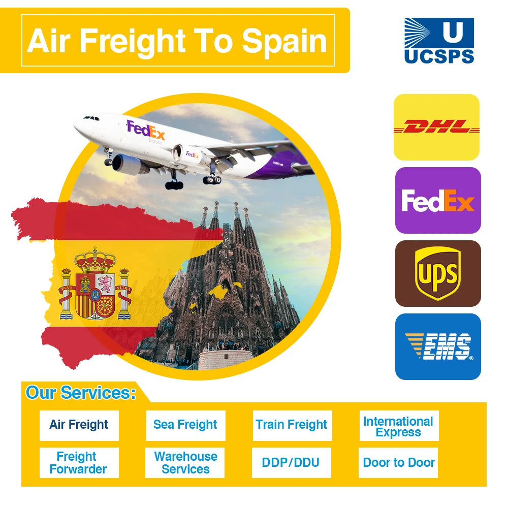 International Shipping Agents from YiWu China to Spain by Air Freight Forwarder Door to Door Service by Fedex Dhl Ups