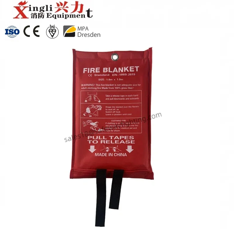 1m x 1m Flame Retardant Safety Fireproof Fiberglass Emergency UK Approved Fire Blankets for Home Kitchen