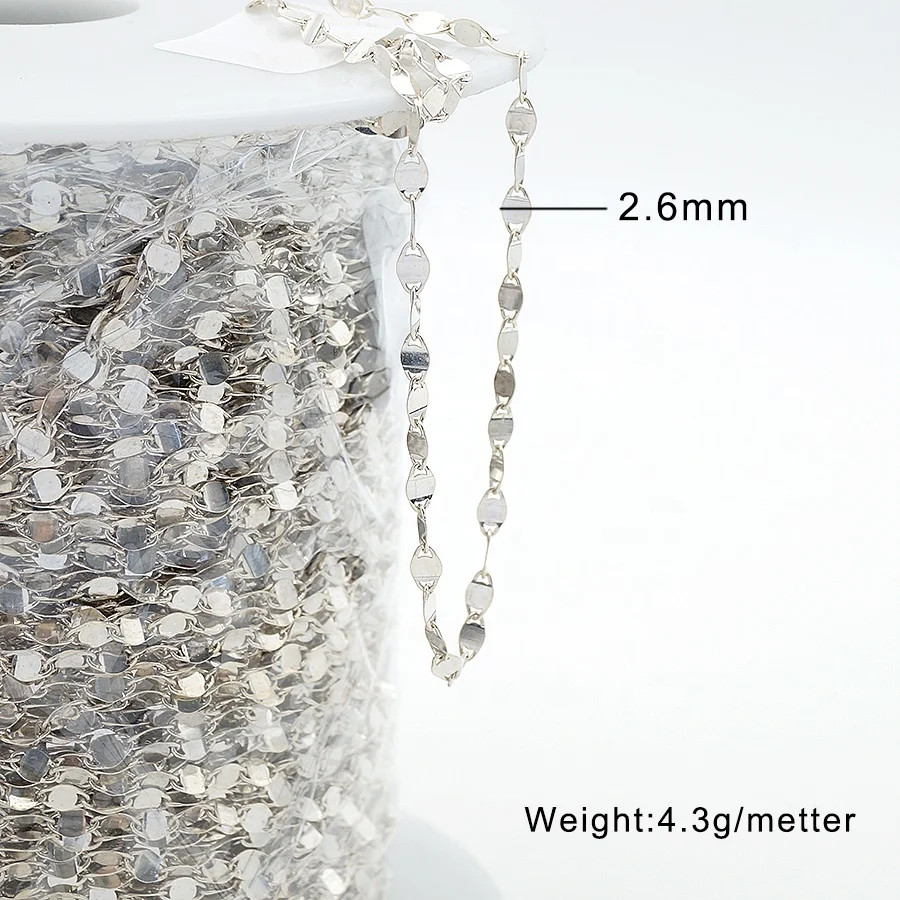 Factory wholesale solid silver shiny S925 semi-finish chain for jewellery making