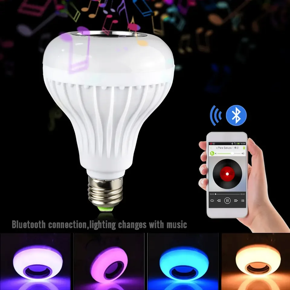 CHZM free sample CE RoHS  12W E27 RGB Color Changing LED Wireless Smart Music LED Light Bulb Remote Control