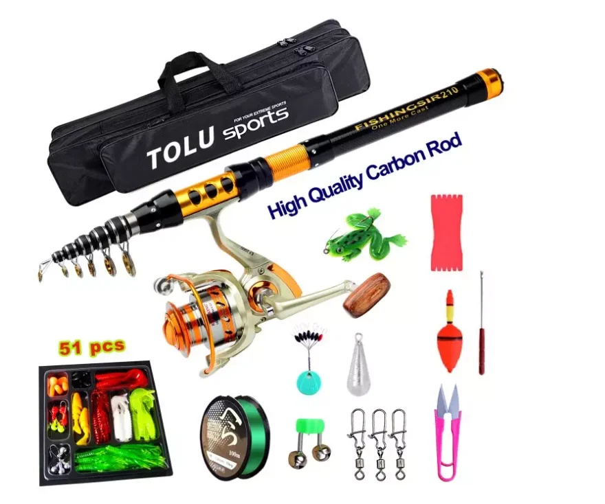 Lowest  Price In Stock Fishing Rod Set 1.5m 1.8m 2.1m 2.4m Telescopic Fishing Rod Set And Accessories