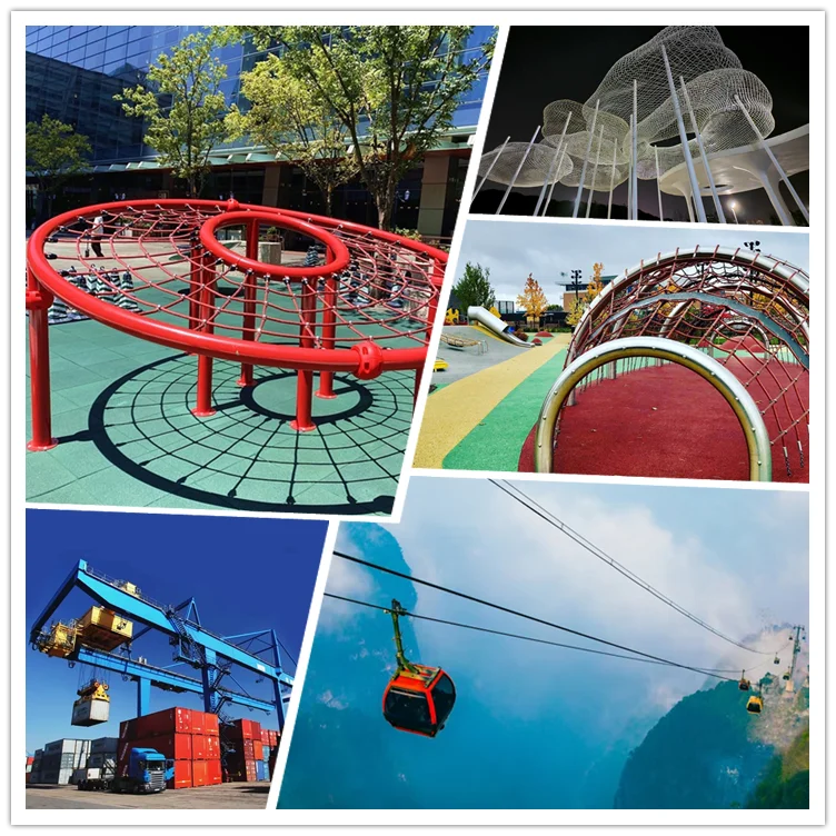 rainbow color nylon braided playground combination rope with steel wire