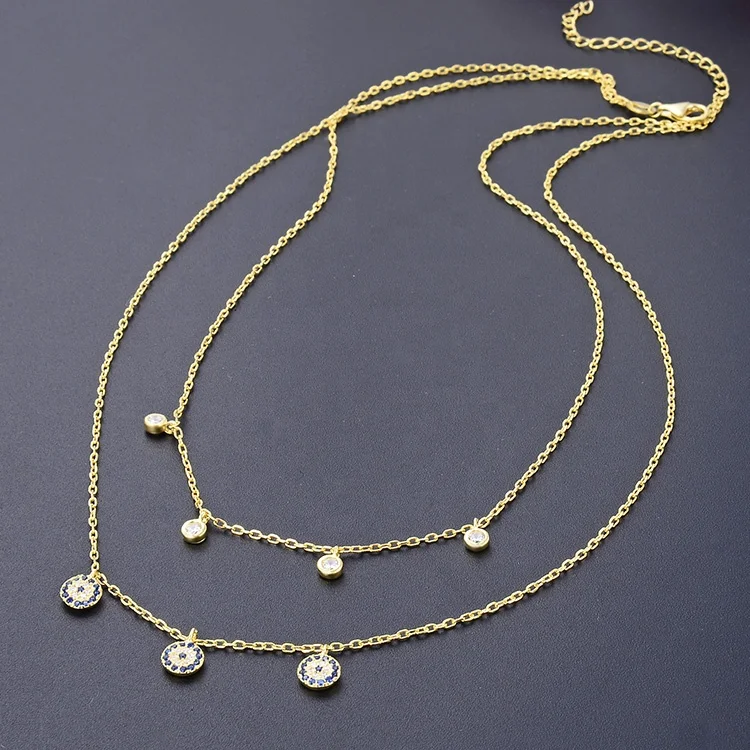 POLIVA Custom Fashion Women Layer Evil Eye Necklace 925 Sterling Silver Jewelry
