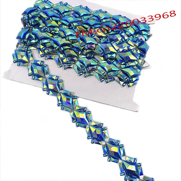 2025 New Saint Lucia Carnival Green AB Royal Blue AB Dress Trimming Hot Fix Rhinestone Bead Resin Caribbean Carnival Costumes