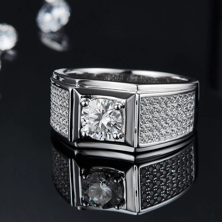 Wholesale S925 Diamonds Jewellery 1ct 2ct 3ct Moissanite Men Ring With Manufacture Price