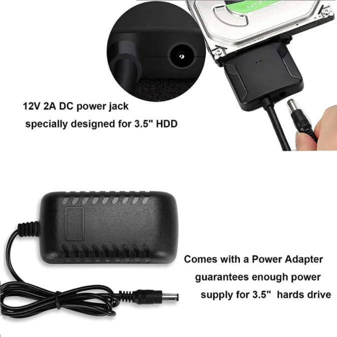 Black 3.5inch usb3.0 to sata 15PIN Hard Drive Adapter Connector Sata Cable