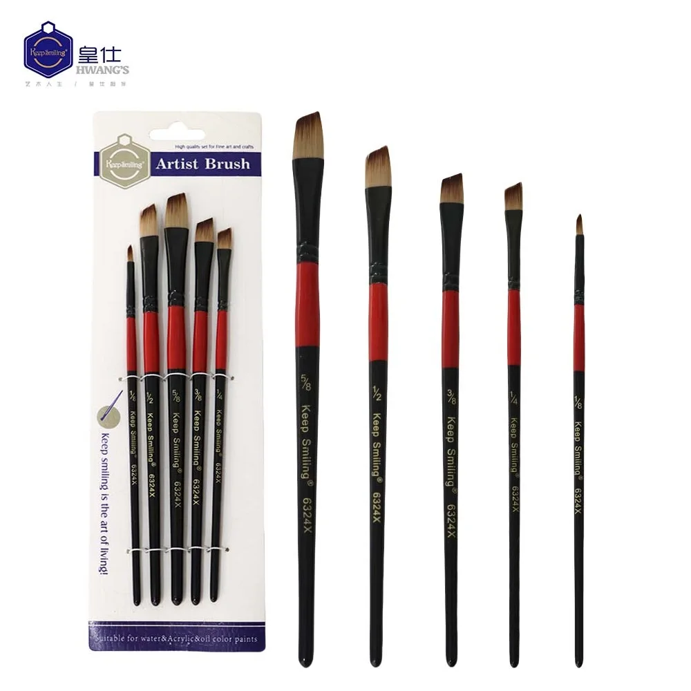 Keep Smiling 5pcs Skew Peak Artist Paint Brush For Watercolor Painting Art Brush Set