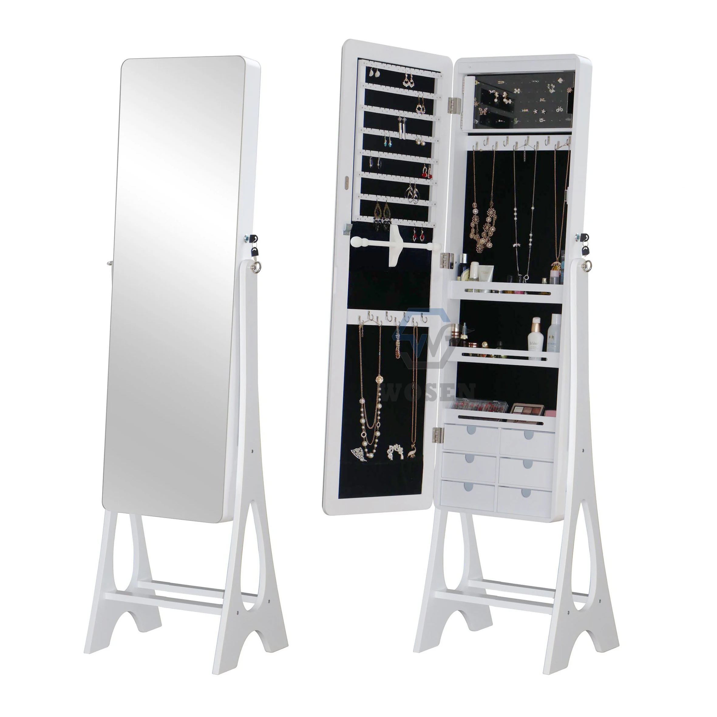 Factory wholesale luxury Jewelry cabinet jewelry storage cabinet Jewelry organization Mirror cabinet Be Hung On The Door Or Wall