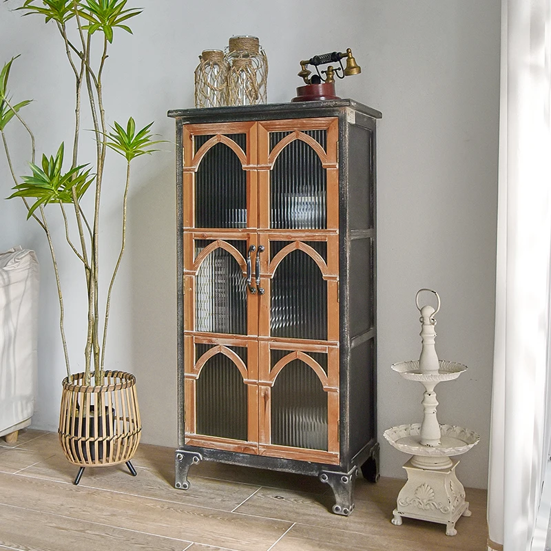 INNOVA living room vintage antique black wooden storage cabinet for home furniture