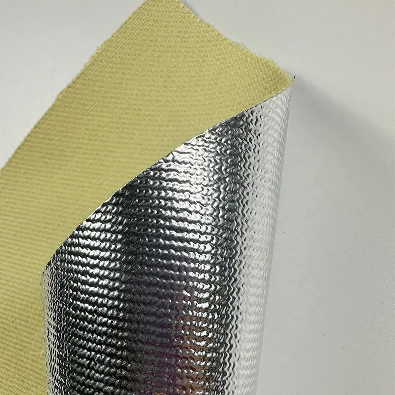 Silver aluminized Para-aramid blend Cloth Heat resistant aluminum foil aramid  fabric