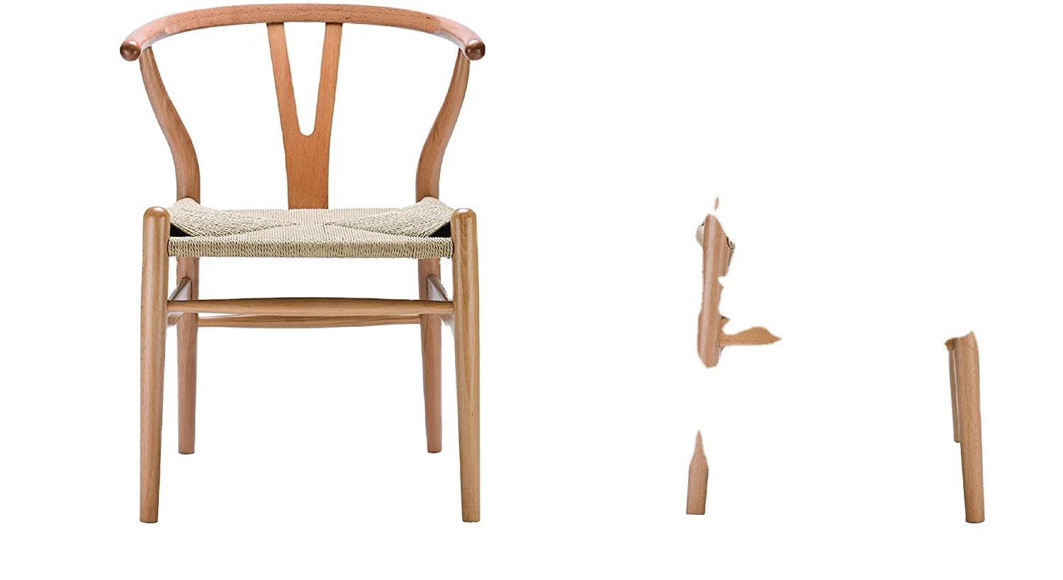 North European Style Aesthetic Woven Paper Cord Rattan Teak Wood Wishbone Chair Wood Dining Chair