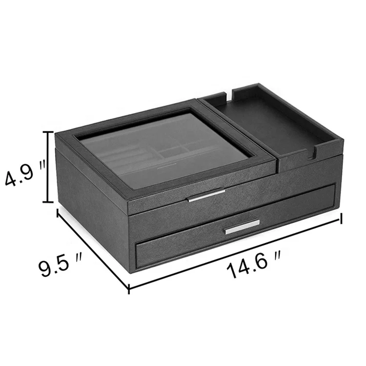 antique custom wholesale luxury leather man watch cufflink box personalised catchall tray for men accessories organizer