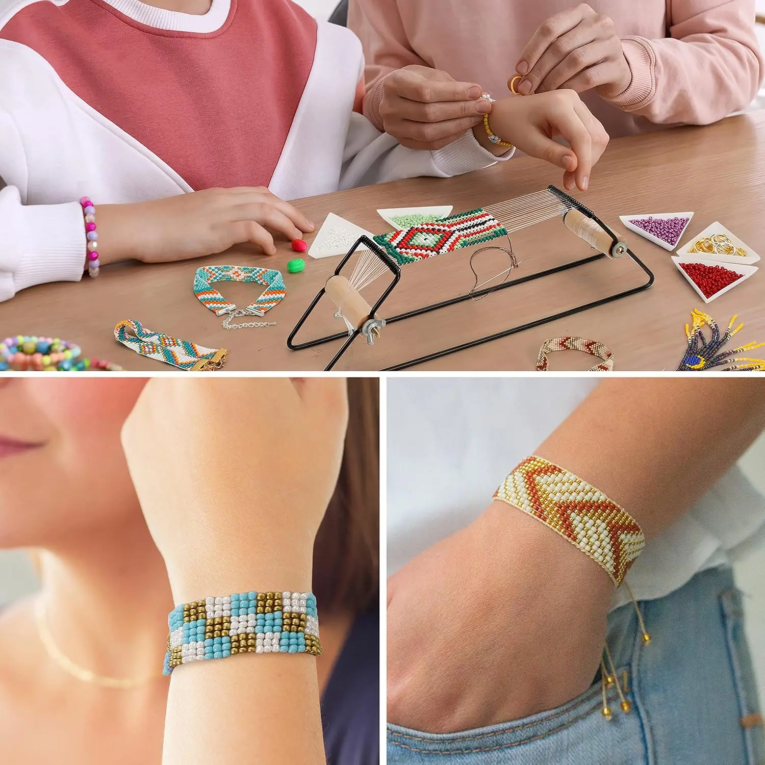 Bead Loom Kit Loom Beading Supplies With Seed Beads Complete Jewelry Making Tools and Accessories for Making Bracelets Belts