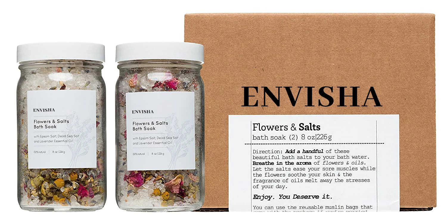 Envisha natural exfoliating epsom salt bath private label bath salt dead sea organic bath salts set