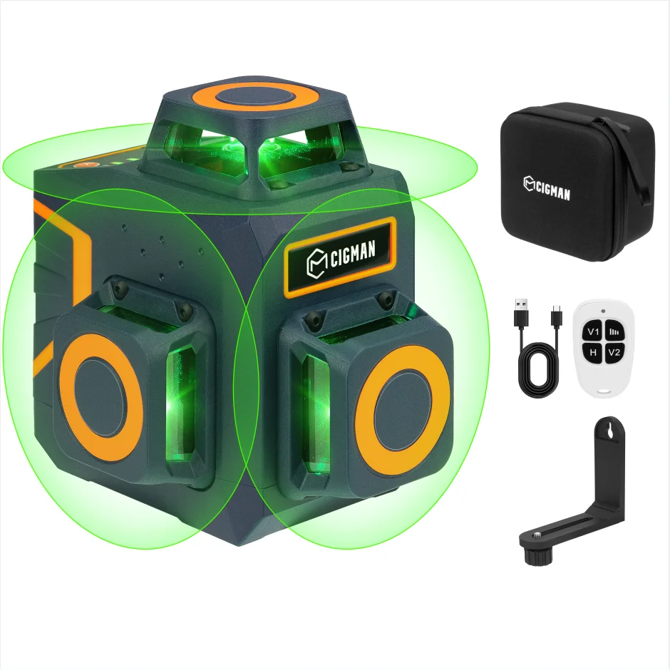 CIGMAN CM-701SE 12 Lines 360 Degree Green Beam Laser Level 3D Self-leveling Rotary 12 Line Laser Level