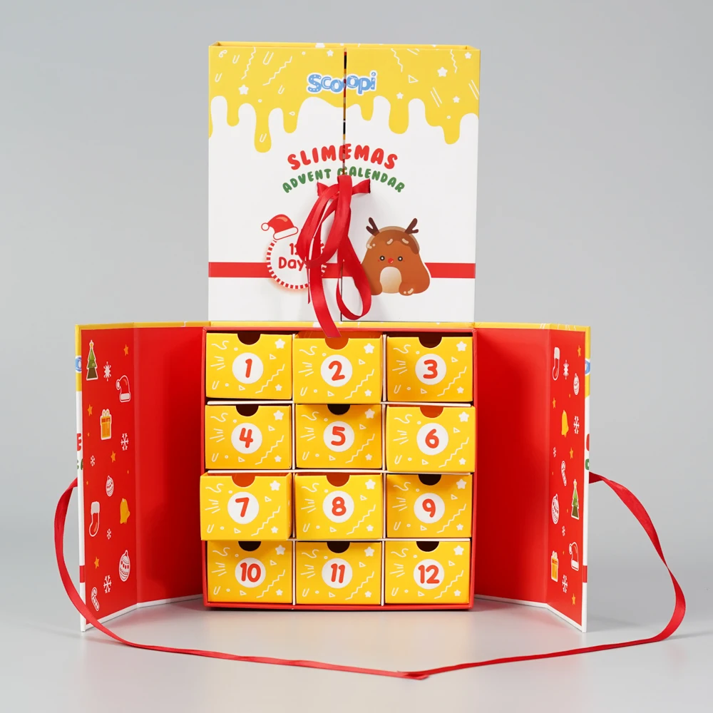custom Logo christmas advent calendar empty cardboard boxes recyclable advent calendar 24 day gift box