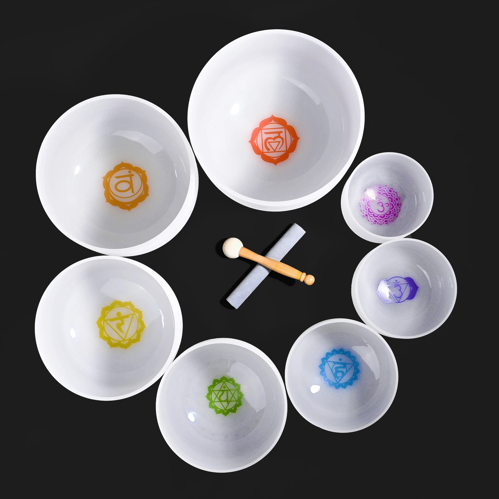 SUCCESS New Seven Chakras 432 440HZ High Note Crystal Singing bowl Set for Healing