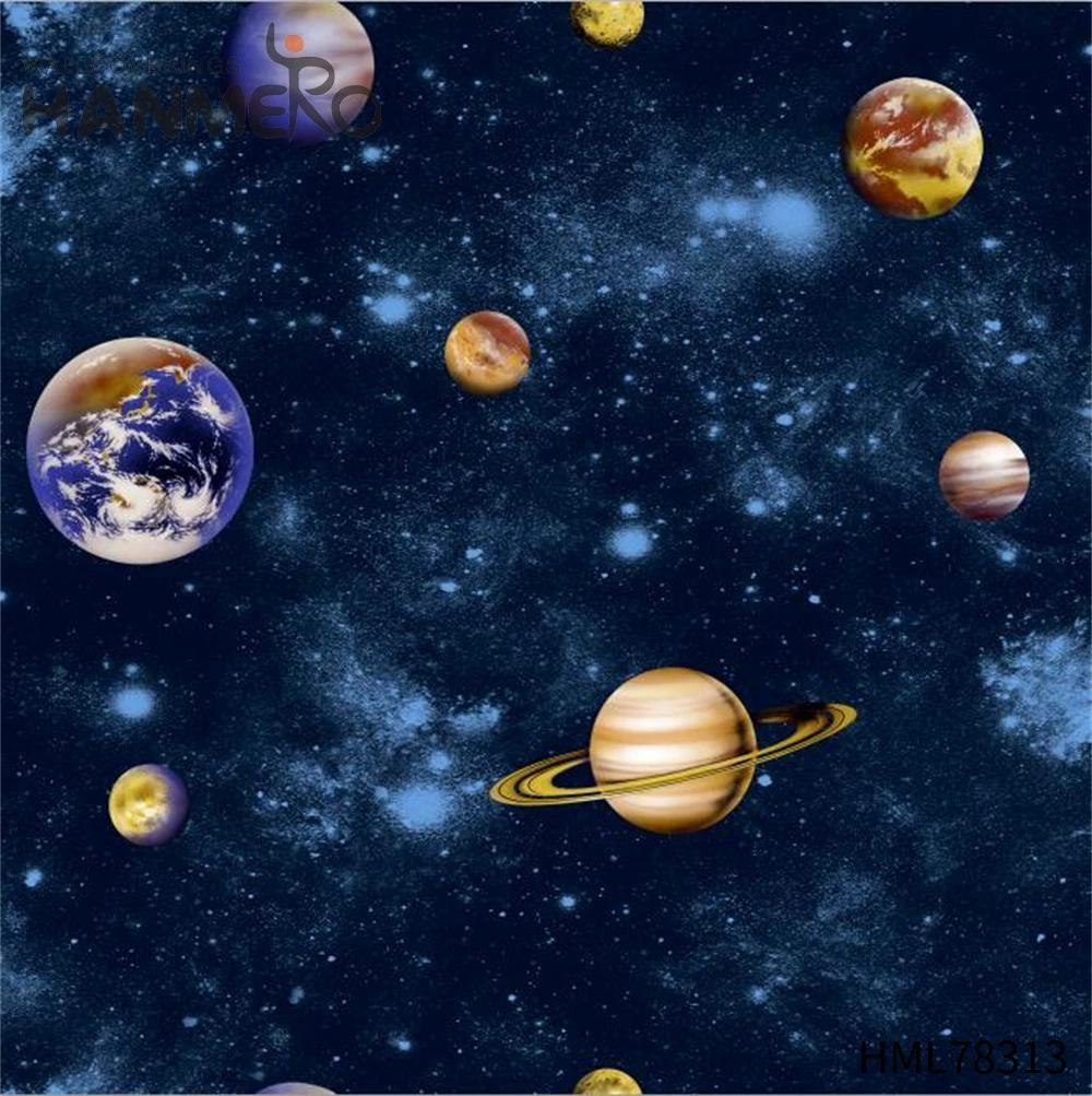Kids Cosmos Space Planets Pink Sky Wallpaper Rolls Galaxy 3D Effect Wall Coverings for Children Teenager Bedroom Decor
