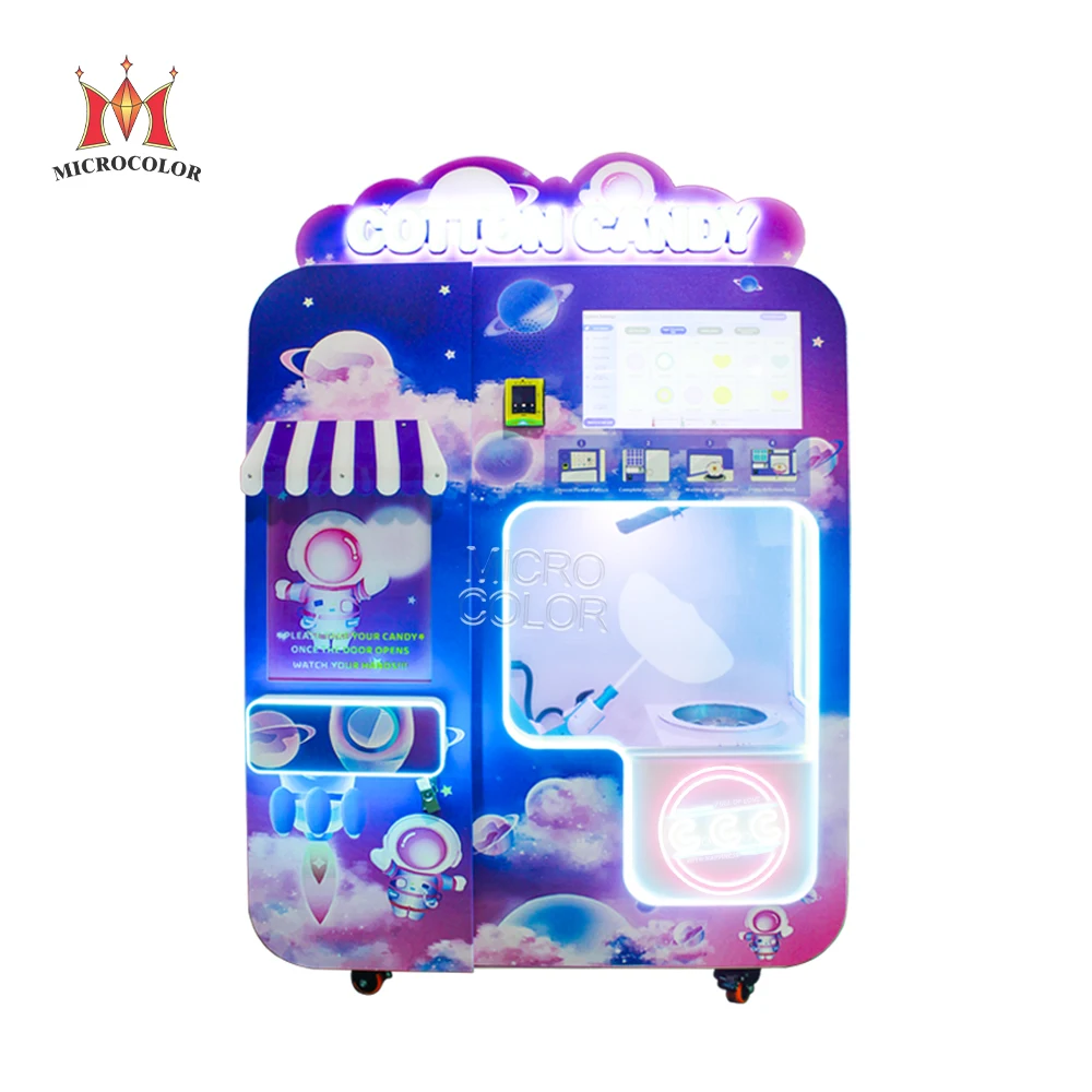 Custom Fully Automatic Cotton Candy Vending Machine Making Cotton Candies Machine with Accessories/Sugar/Paper Stick