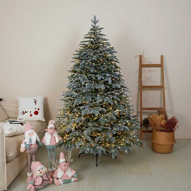 Factory Price Outdoor Pre-Lit Christmas Tree Decoration Set Premium Flocked Artificial Giant Snow Tree Made of LED for Ornaments