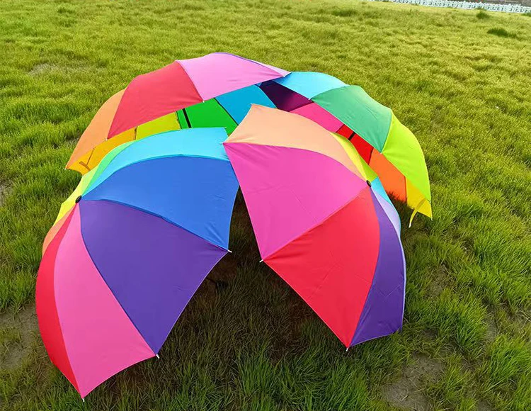 Best Sell Fashion 10k Rain And Sun Wind Resistant Tri-fold Portable Rainbow Umbrella