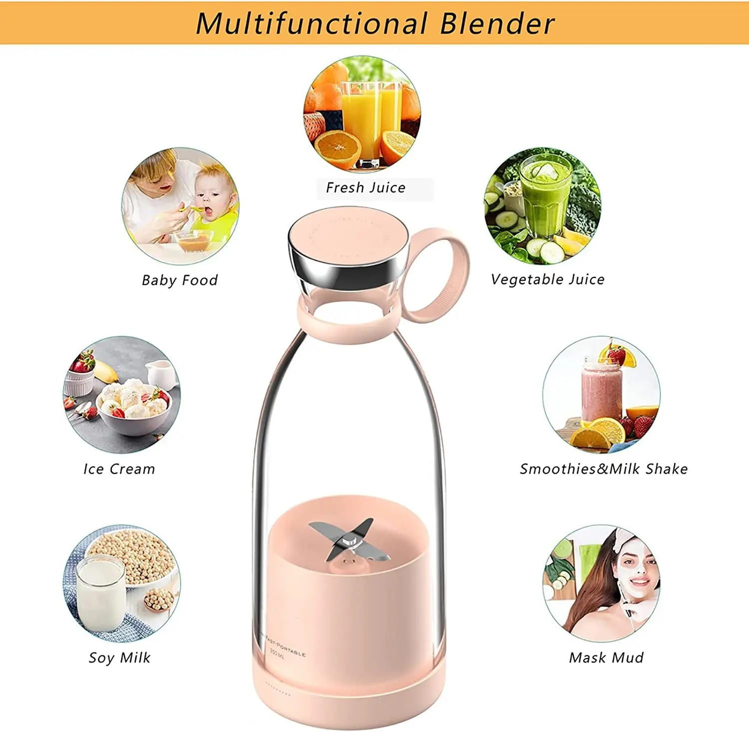 Personal Size Blender, Portable Blender, Battery Powered USB Blender