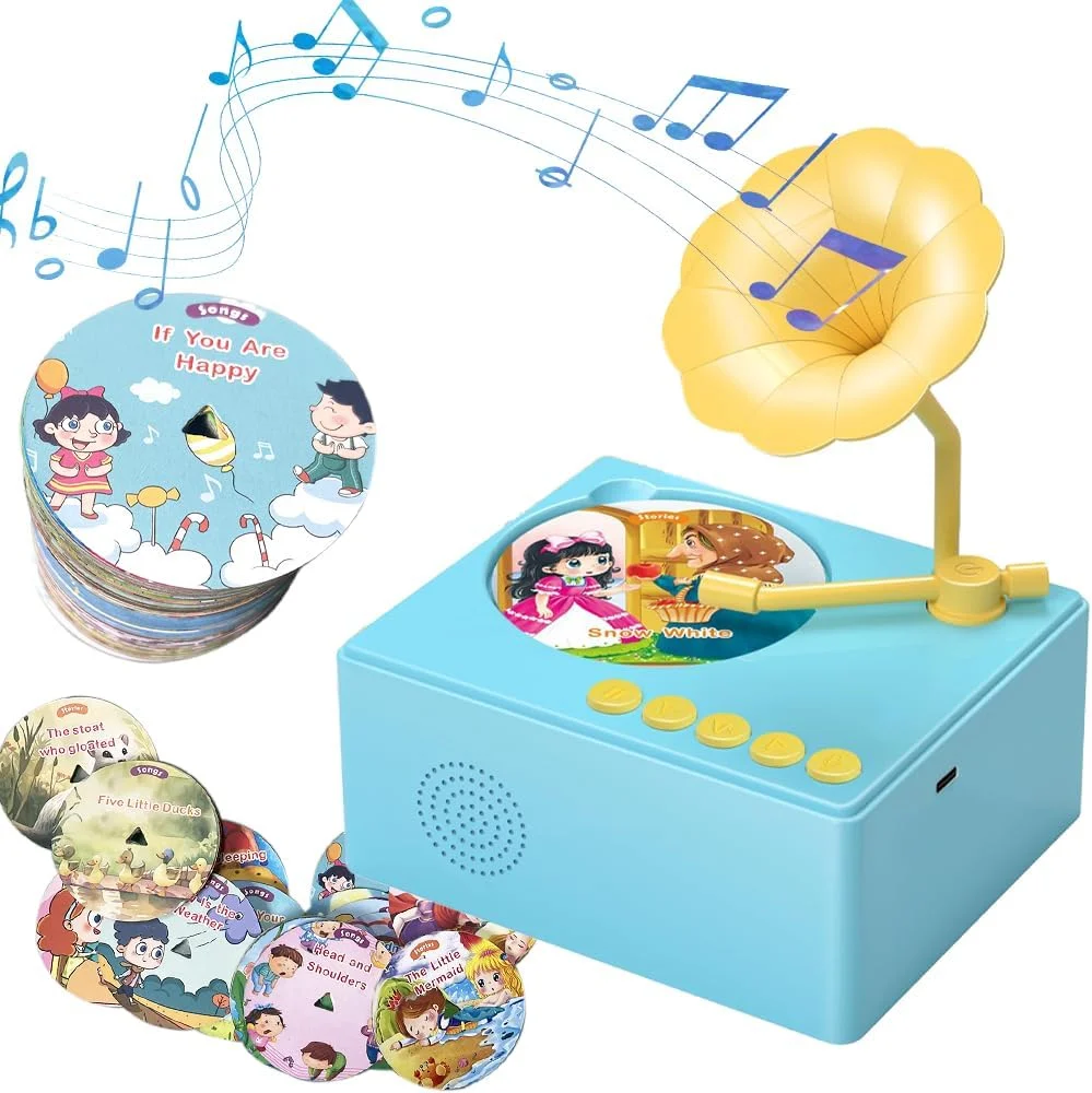 All-in-1 Travel Device Plays Stories Kids Screen-Free Bluetooth Audio Player