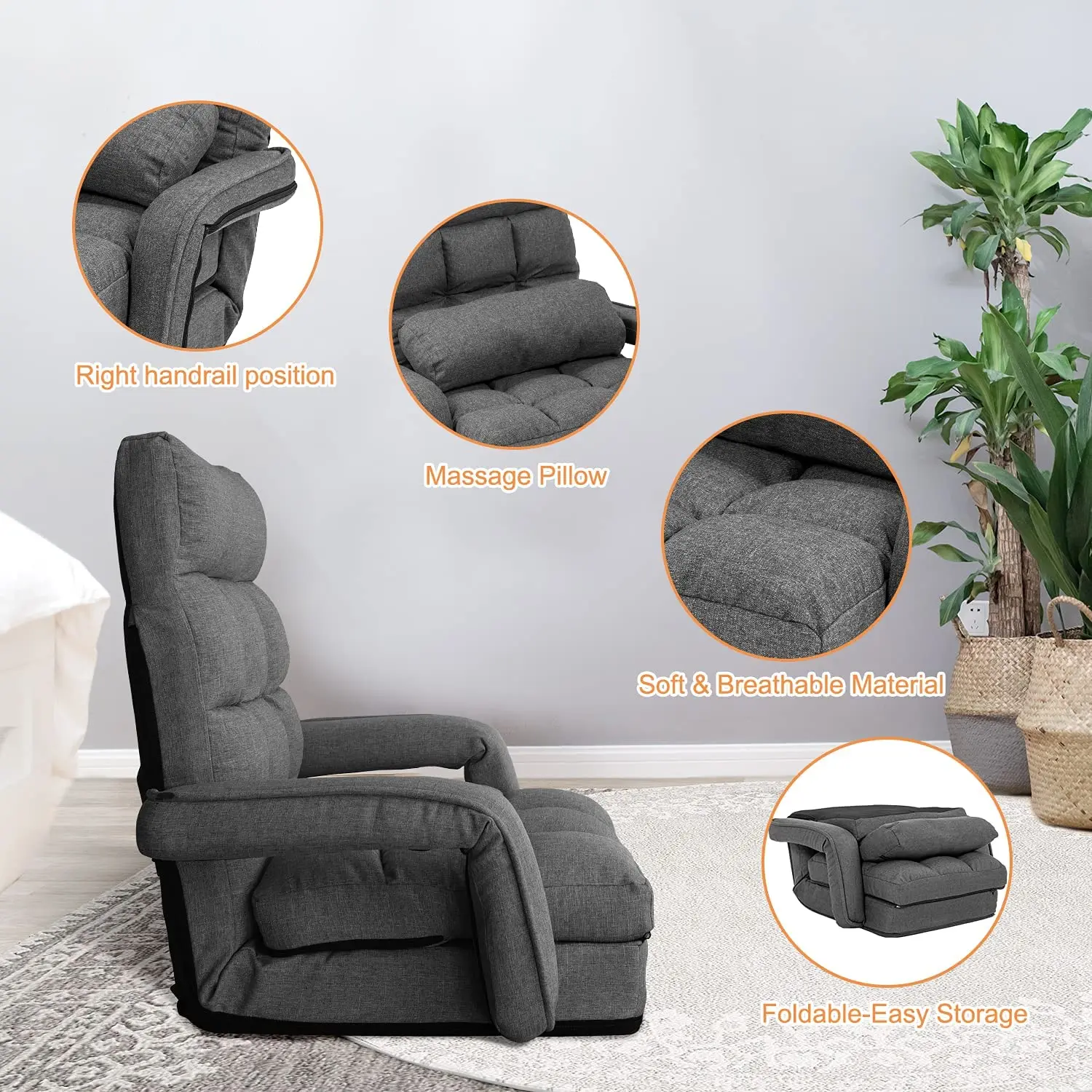 Danlong 6 positions Lazy people japanese style adjustable sofa chair luxury lazy chair floor sofa