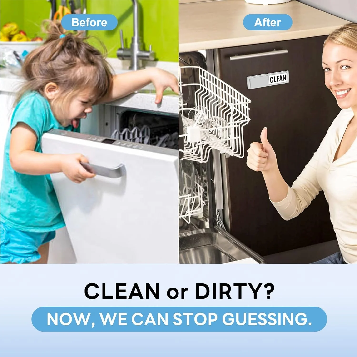Kitchen Tour Dishwasher Magnet Clean Dirty Sign, Upgrade Super Strong Clean Dirty Magnet for Dishwasher, Large Text Easy to Read